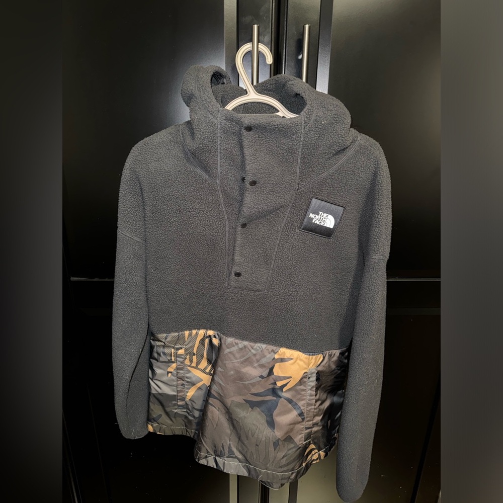 The North Face Black Fleece Pullover with Camo Panel